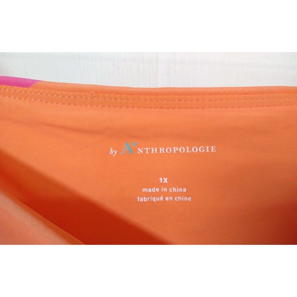 Anthropologie WM Plus 1X Bathing Suit Bottom Orange Pink Lined French Hi Cut - Picture 2 of 4